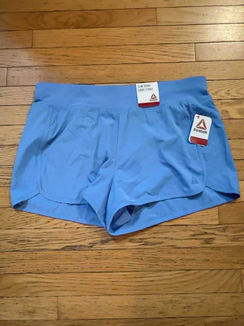 Reebok Womens XXL Slim Running Shorts Blue Athletic Gym Workout NWT 2XL